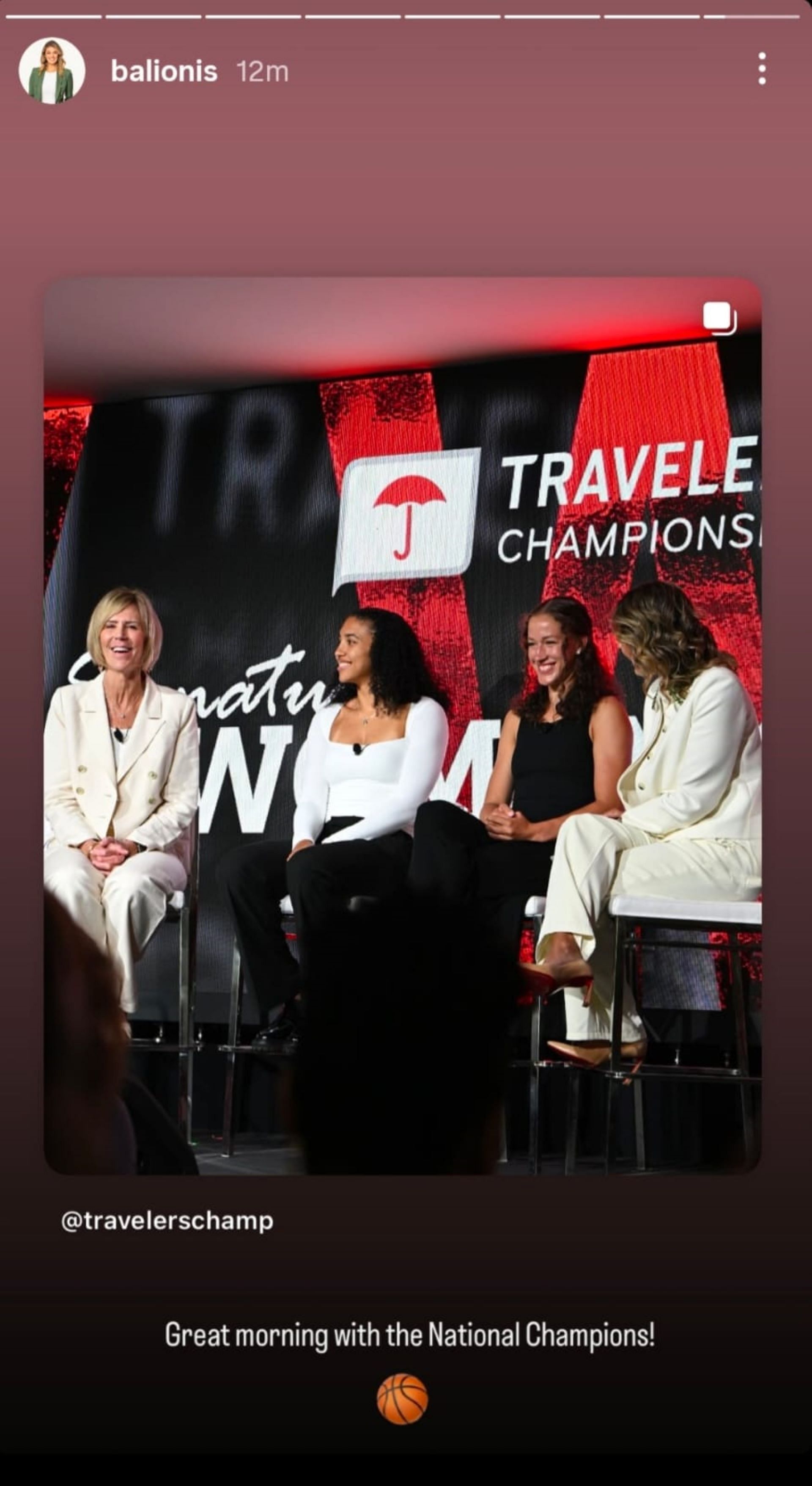Amanda Balionis at the Travelers Championship Signature Women’s Day Breakfast with UConn (via IG/@balionis)